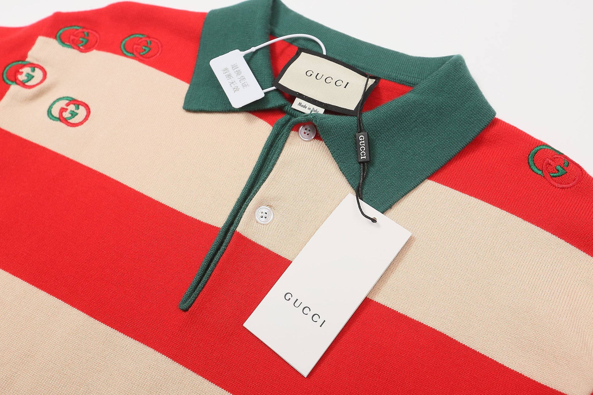 Gucci Striped Knit Logo Polo