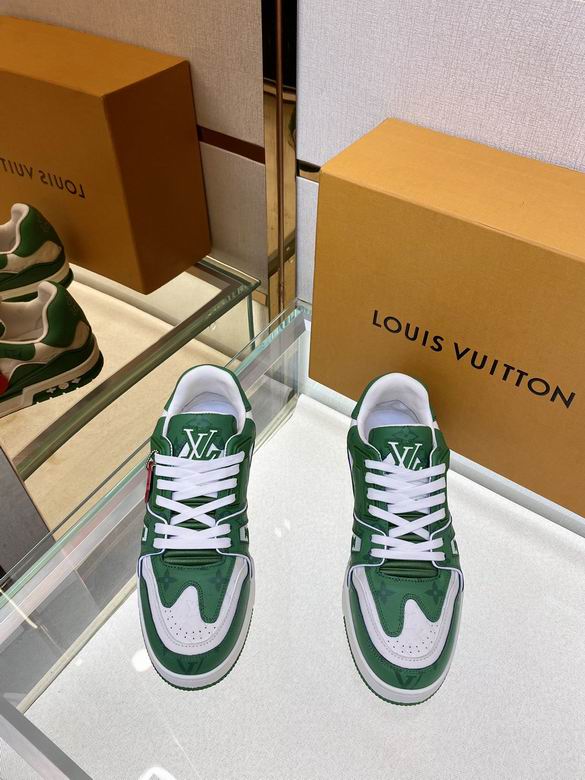 Louis Vuitton Trainer Green Monogram Denim White