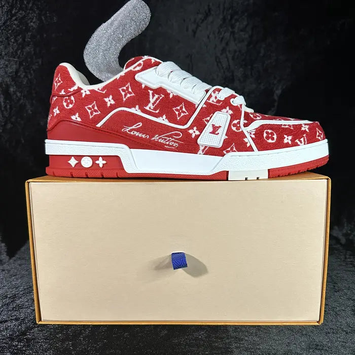 Louis Vuitton Trainer Red Monogram Textile